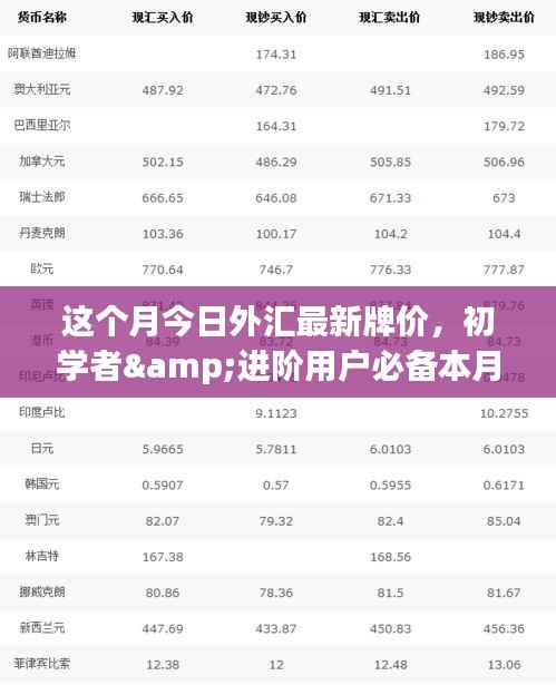 本月外汇最新牌价概览,初学者与进阶用户的查询步骤指南